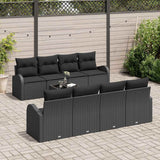 Garden Sofa Set with Storage 9 pcs Black Poly Rattan