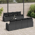 Garden Sofa Set 9 pcs 8-Seater Black Poly Rattan