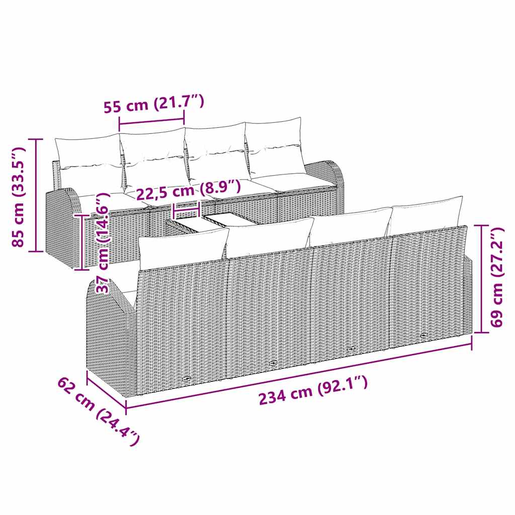 Garden Sofa Set with Storage 9 pcs Black Poly Rattan