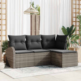 Sofa Set with Cushion with Storage 4 pcs Grey Poly Rattan
