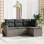 Sofa Set 4 pcs Grey Poly Rattan