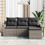 Sofa Set 4 pcs Grey Poly Rattan