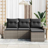 Sofa Set with Cushion with Storage 4 pcs Grey Poly Rattan - Side View