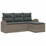 Sofa Set with Cushion with Storage 4 pcs Grey Poly Rattan