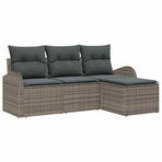 Sofa Set 4 pcs Grey Poly Rattan