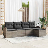 Sofa Set with Cushion with Storage 5 pcs Grey Poly Rattan