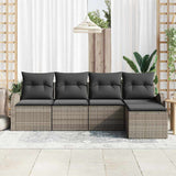 Sofa Set with Cushion with Storage 5 pcs Grey Poly Rattan - Side View