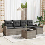 Sofa Set 6 pcs Grey Poly Rattan
