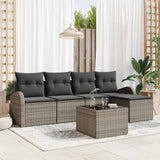 Sofa Set with Cushion with Storage 6 pcs Grey Poly Rattan