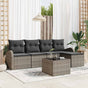 Sofa Set 6 pcs Grey Poly Rattan