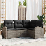 Garden Sofa Set 4 pcs Grey Poly Rattan