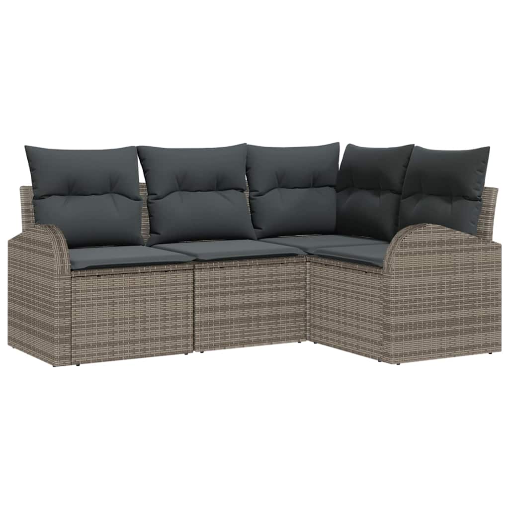 Garden Sofa Set 4 pcs Grey Poly Rattan