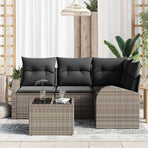 Garden Sofa Set 5 pcs Grey Poly Rattan