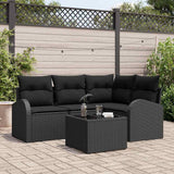 Sofa Set with Cushion with Storage 5 pcs Black Poly Rattan