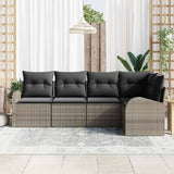 Garden Sofa Set with Cushion 5 pcs Grey Poly Rattan