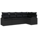 Garden Sofa Set 5 pcs Black Poly Rattan