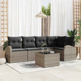 Garden Sofa Set with Cushion 6 pcs Grey Poly Rattan