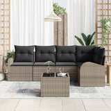 Garden Sofa Set with Cushion 6 pcs Grey Poly Rattan