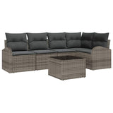 Garden Sofa Set with Cushion 6 pcs Grey Poly rattan - Front View