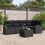 Garden Sofa Set with Cushion 6 pcs Black Poly Rattan