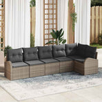 Garden Sofa Set 6 pcs Grey Poly Rattan