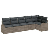 Garden Sofa Set with Cushion 6 pcs Grey Poly Rattan
