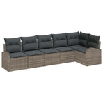 Garden Sofa Set 6 pcs Grey Poly Rattan