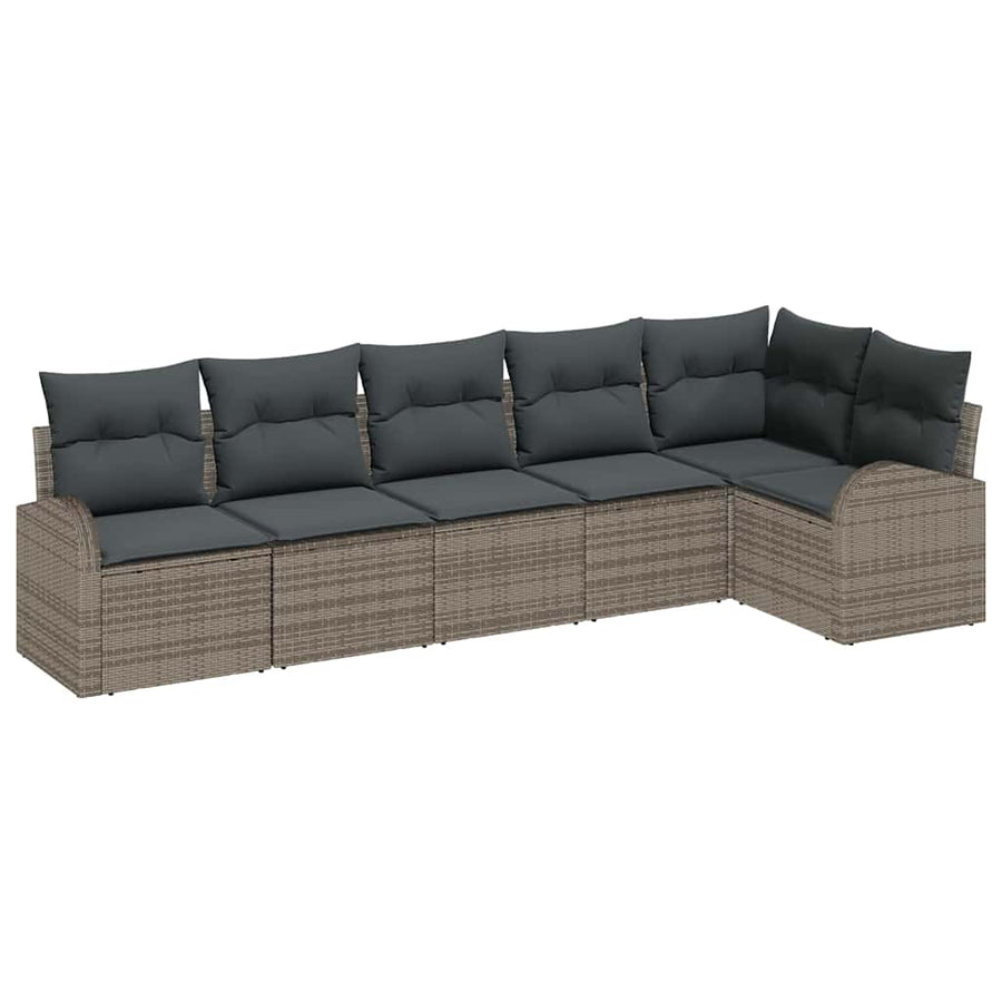 Garden Sofa Set 6 pcs Grey Poly Rattan