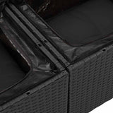 Sofa Set with Cushion with Storage 6 pcs Black Poly Rattan - Close-Up Angle