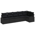 Garden Sofa Set 6 pcs Black Poly Rattan