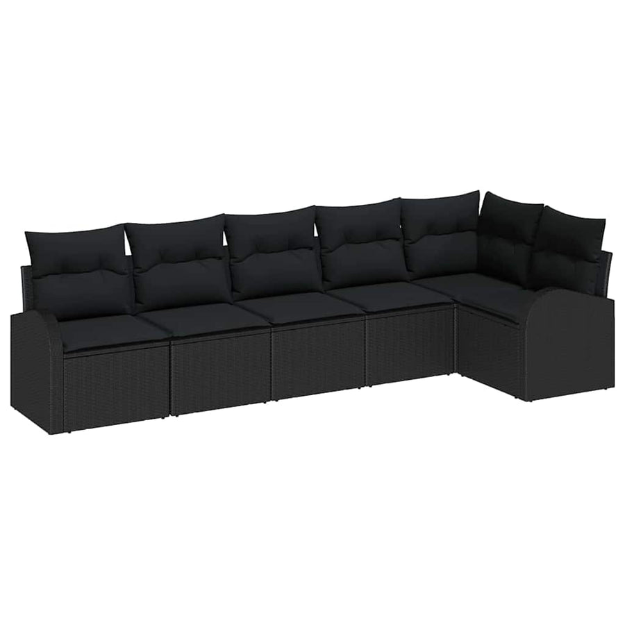 Garden Sofa Set 6 pcs Black Poly Rattan
