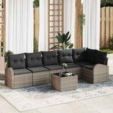 Sofa Set with Cushion with Storage 7 pcs Grey Poly Rattan