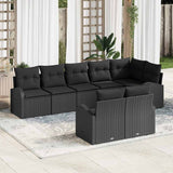 Sofa Set with Cushion with Storage 8 pcs Black Poly Rattan
