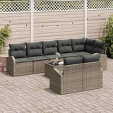 Sofa Set with Cushion with Storage 9 pcs Grey Poly Rattan - Side View