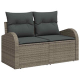 Sofa Set with Cushion with Storage 9 pcs Grey Poly Rattan - Close-Up Angle
