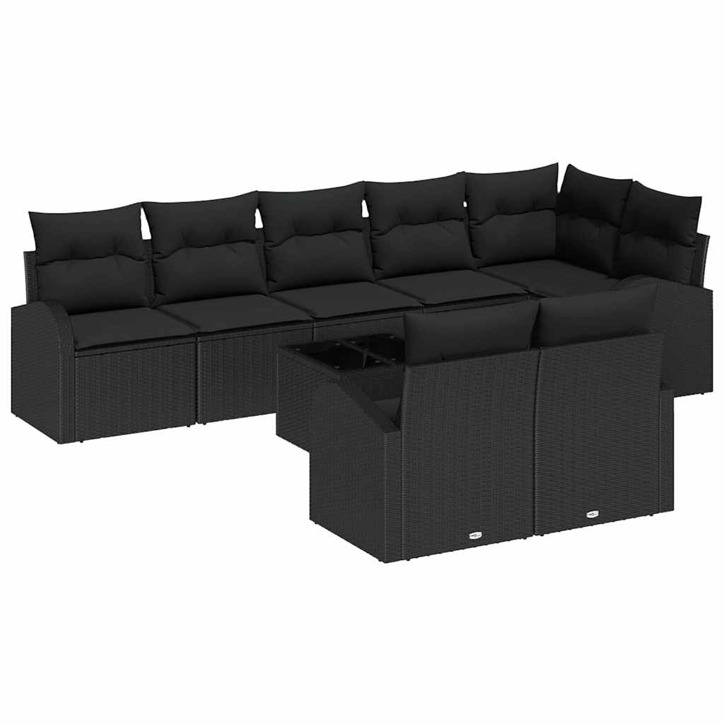 Garden Sofa Set 9 pcs Black Poly Rattan