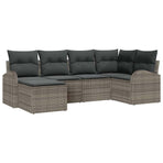 Sofa Set 6 pcs Grey Poly Rattan