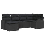 Sofa Set 6 pcs Black Poly Rattan