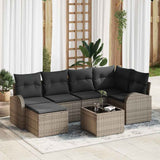 Sofa Set with Cushion with Storage 7 pcs Grey Poly Rattan