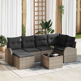Sofa Set with Cushion with Storage 7 pcs Grey Poly Rattan