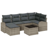 Sofa Set with Cushion with Storage 7 pcs Grey Poly Rattan - Front View