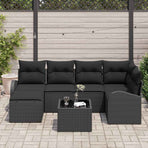 Sofa Set 7 pcs Black Poly Rattan