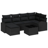 Sofa Set with Cushion with Storage 7 pcs Black Poly Rattan