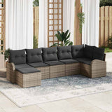 Sofa Set with Cushion with Storage 7 pcs Grey Poly Rattan
