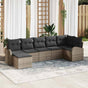 Sofa Set 7 pcs Grey Poly Rattan