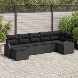 Sofa Set with Cushion with Storage 7 pcs Black Poly Rattan