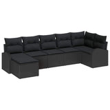 Sofa Set with Cushion with Storage 7 pcs Black Poly Rattan