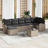 Sofa Set with Cushion with Storage 8 pcs Grey Poly Rattan
