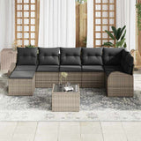 Sofa Set with Cushion with Storage 8 pcs Grey Poly Rattan