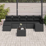 Garden Sofa Set 8 pcs Black Poly rattan - Side View
